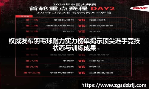 权威发布羽毛球耐力实力榜单揭示顶尖选手竞技状态与训练成果